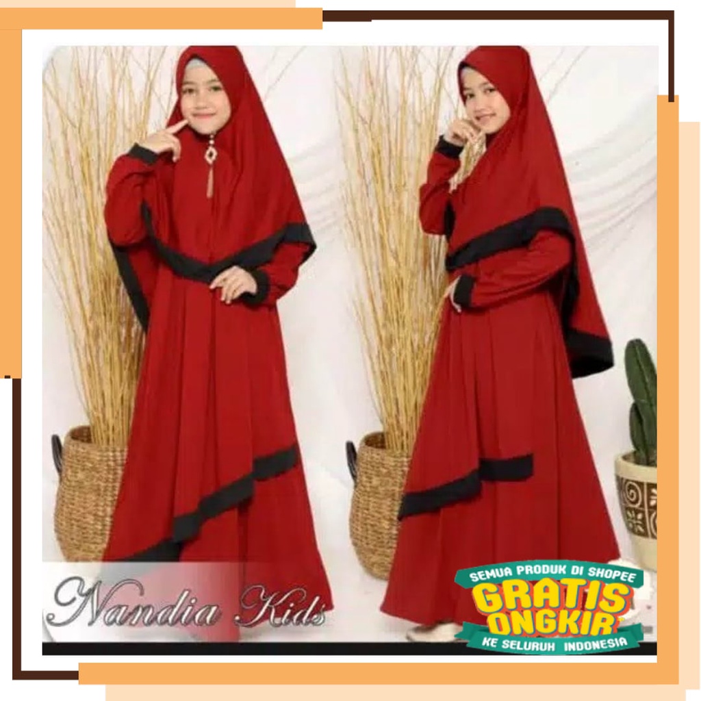 Ready Stok - Barang baru new model anak satu dua tahun / Set Gamis Anak Tanggung Perempuan Nandia ki