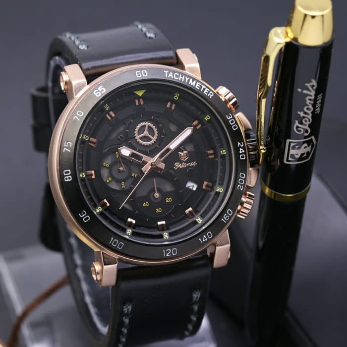 JAM TETONIS TS6022 CHRONO ACTIVE PAKET PULPEN ORI ANTI AIR BLACK ROSEGOLD  ARMY