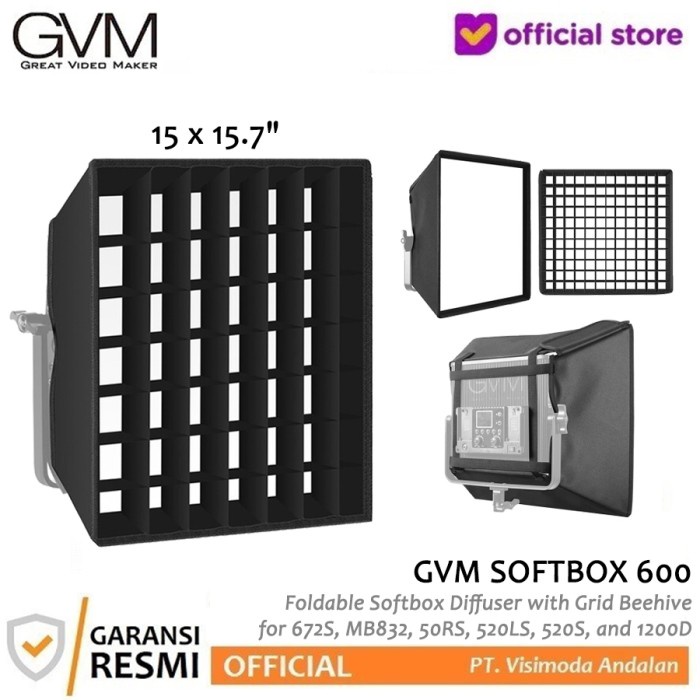 GVM SOFTBOX 600 Foldable Softbox Diffuser with Grid Beehive