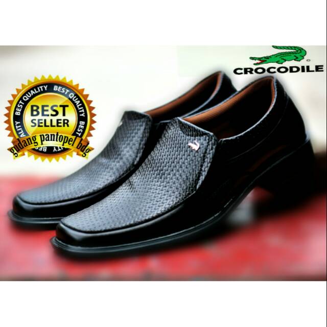 Sepatu pria kantor Crocodile sol tvr ( hak 3cm ) tidak licin formal pantofel vantovel