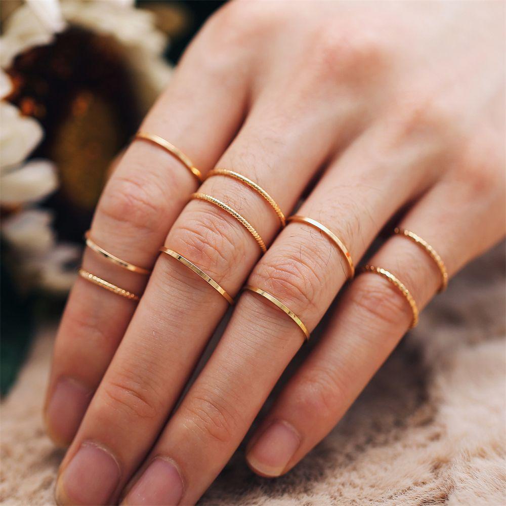 Lily Gold Knuckle Rings Trendy Stackable Rings Set Cincin Simple Lapis Emas Untuk Wanita