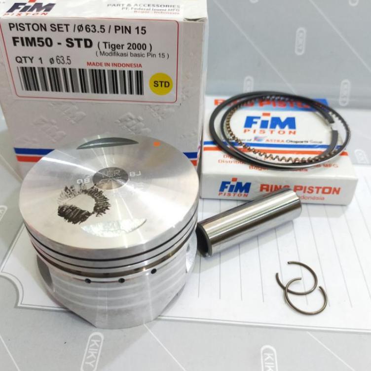 Terlaku.! PISTON SEHER KIT SET FIM 50 ukuran 63,5 64 64,5 65 65,5 66 66,5 mm pen pin 15 mm HONDA TIG