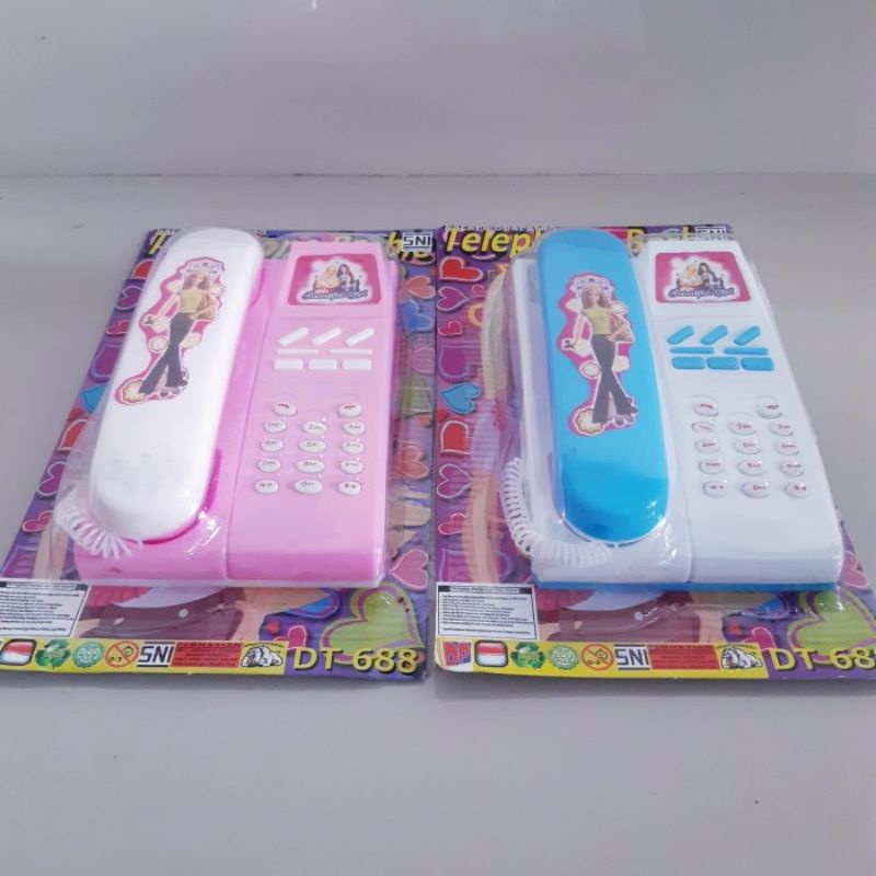 Mainan Musik Telepon Rumah Barbie Baterai - Lampu Suara Anak Perempuan Cewek Edukatif