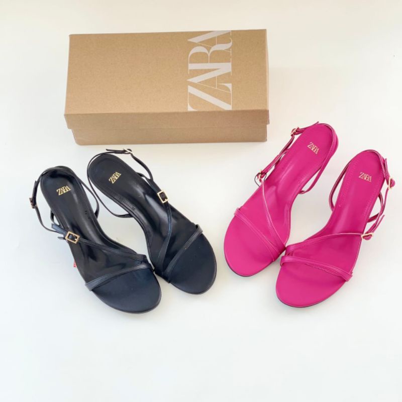 SALE Zara Shoes Heels 7 cm Sandal Sepatu pink hitam black