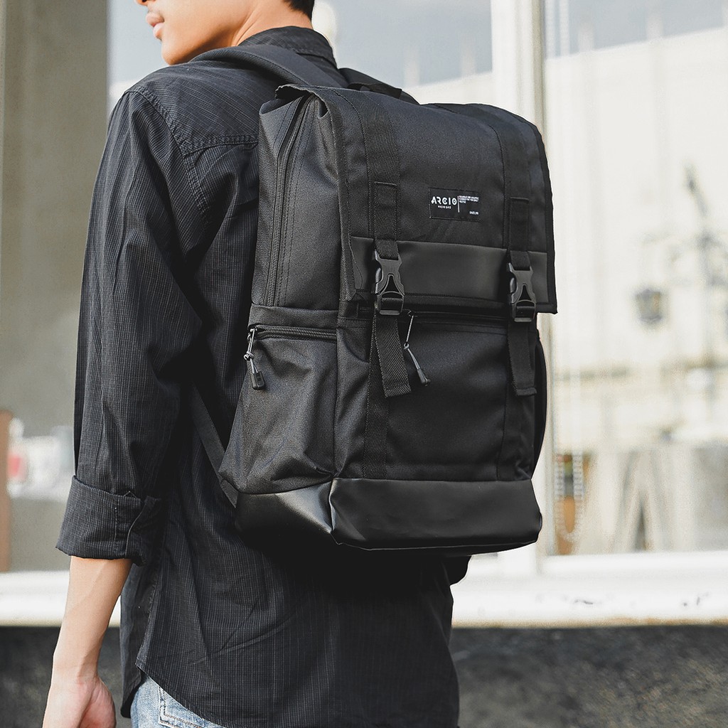 JASON BLACK |FORIND x Arcio| Tas Ransel Gulung Punggung Original Pria Wanita Kuliah Sekolah Backpack