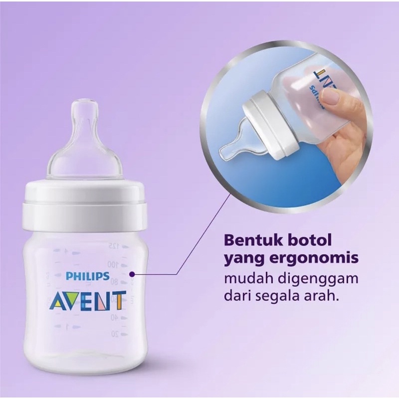 botol avent botol susu avent Philips Avent Clas+ Baby 2 Pcs 125ml Newborn Flow 0m+ SCF560-27 Putih