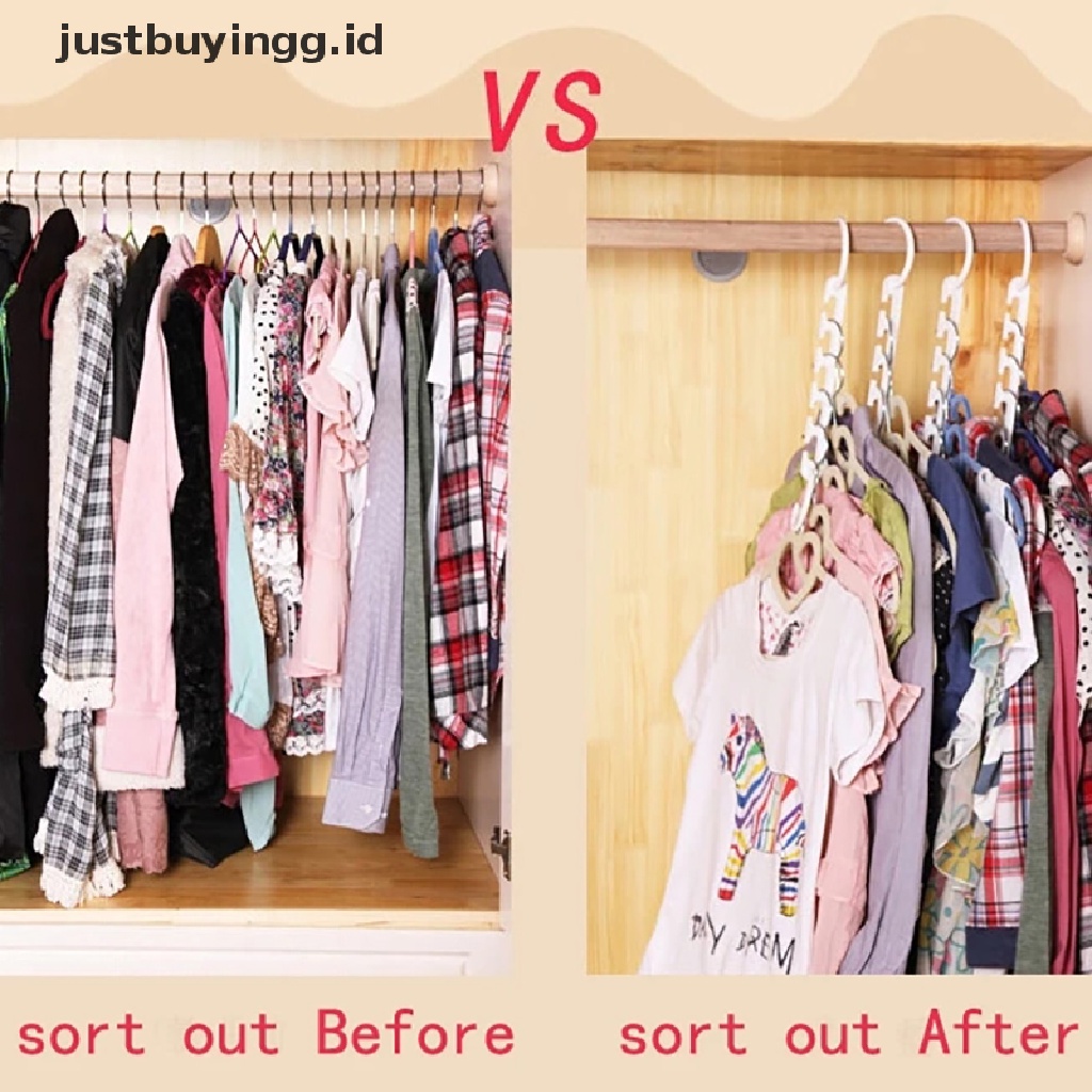 [justbuyingg.id] 9 hole magic clothes hanger multifunction folding hanger rotating clothes hanger ID