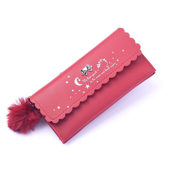 ♥TMALL88♥ Dompet Lipat Panjang Wanita / Women Wallet / Dompet Tipis / FREE POM POM