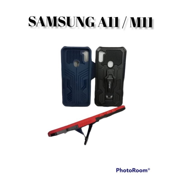 MN - Samsung A11 / M11  Case I-Crystal Robot Silikon Ring Standing Cover Casing HP Hardcase