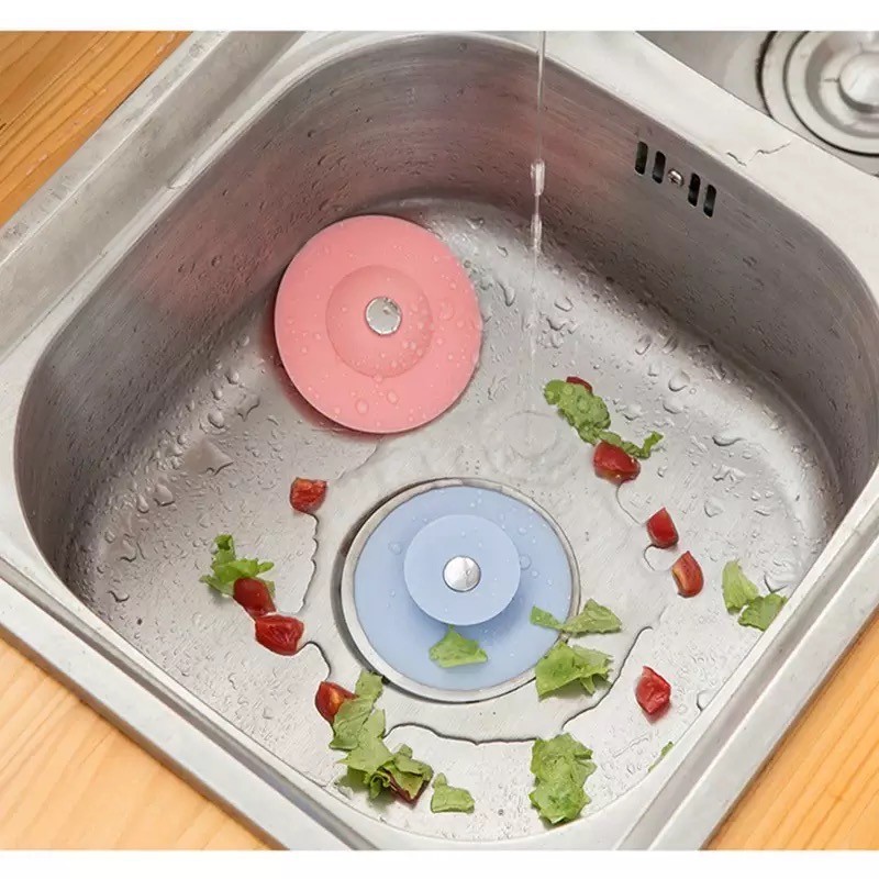 Saringan Wastafel Silikon Penutup Lubang Saluran Air Kamar Mandi Dapur Bulat Sink Bathtub Silicone