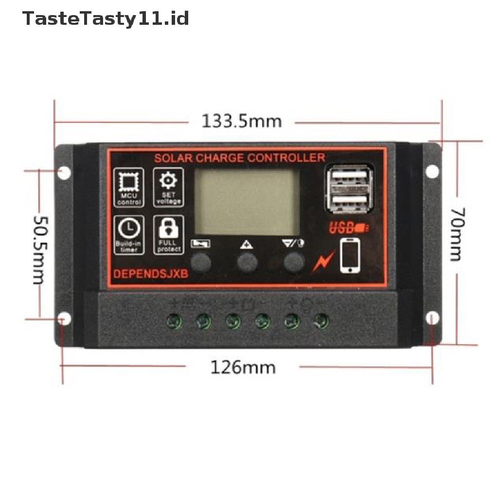 (Tastetasty) 10a-60a Mppt 12v / 24v Kontroler Charger Panel Surya Dual Usb