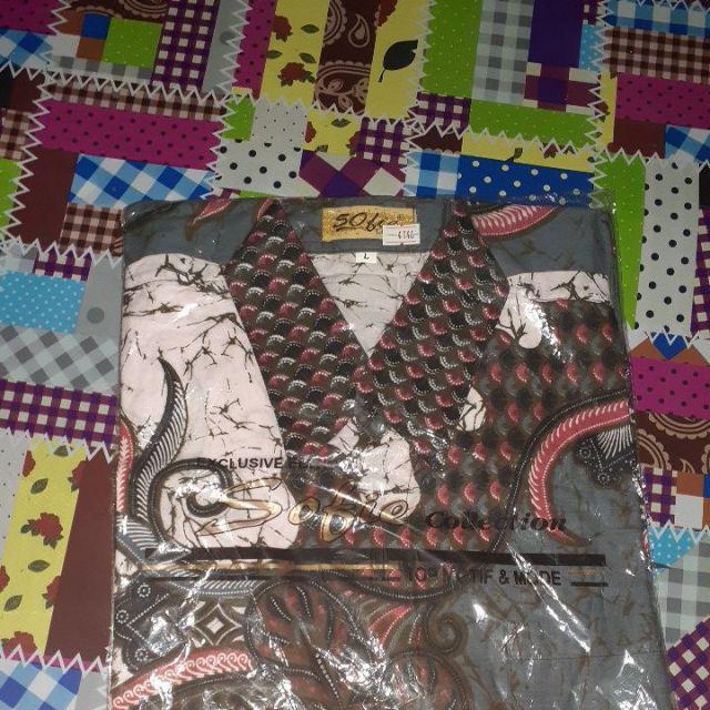 [best Seller] Kemeja Batik Pria Lengan Pendek Katun Hem Printing Cap Lengan Pendek Wahana [abu]