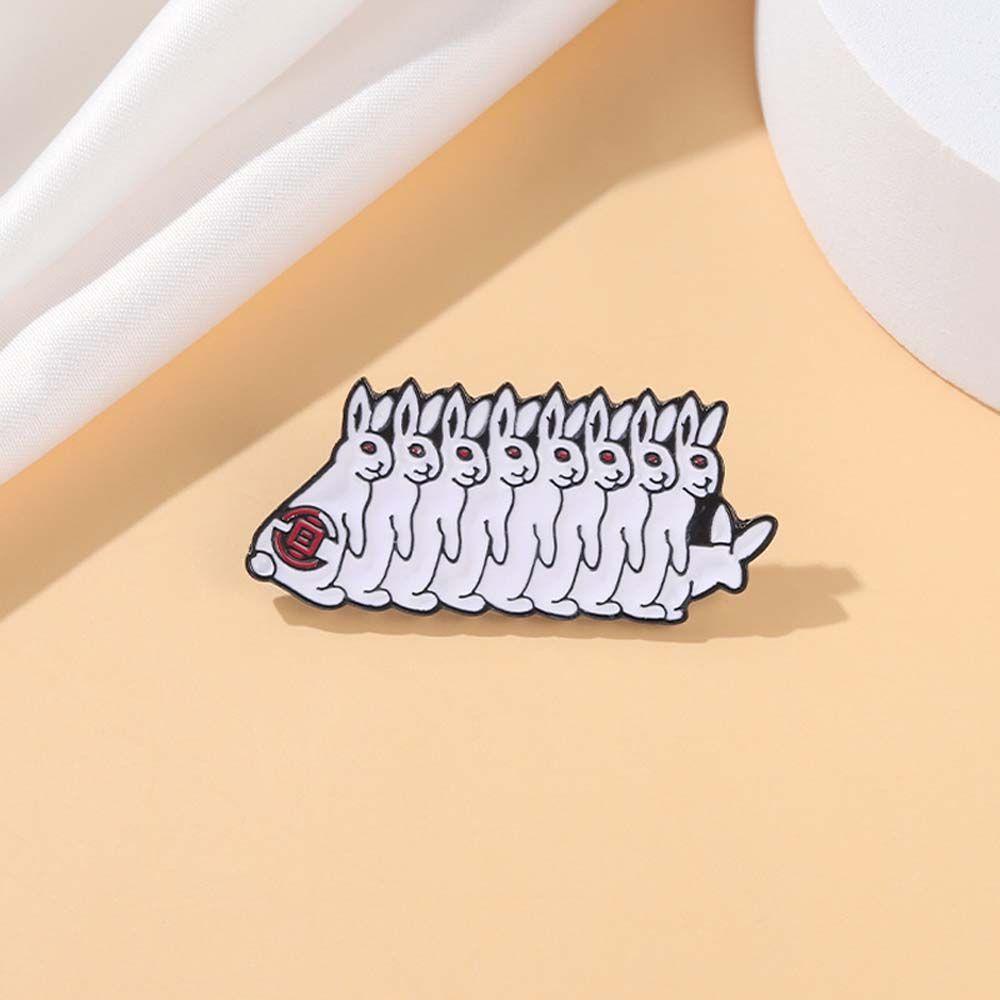 [Elegan] Bros Kelinci Hadiah Lucu Untuk Aksesoris Perhiasan Anak-Anak Kelinci Putih Line Up Evil Rabbit Lapel Pin Enamel Pin