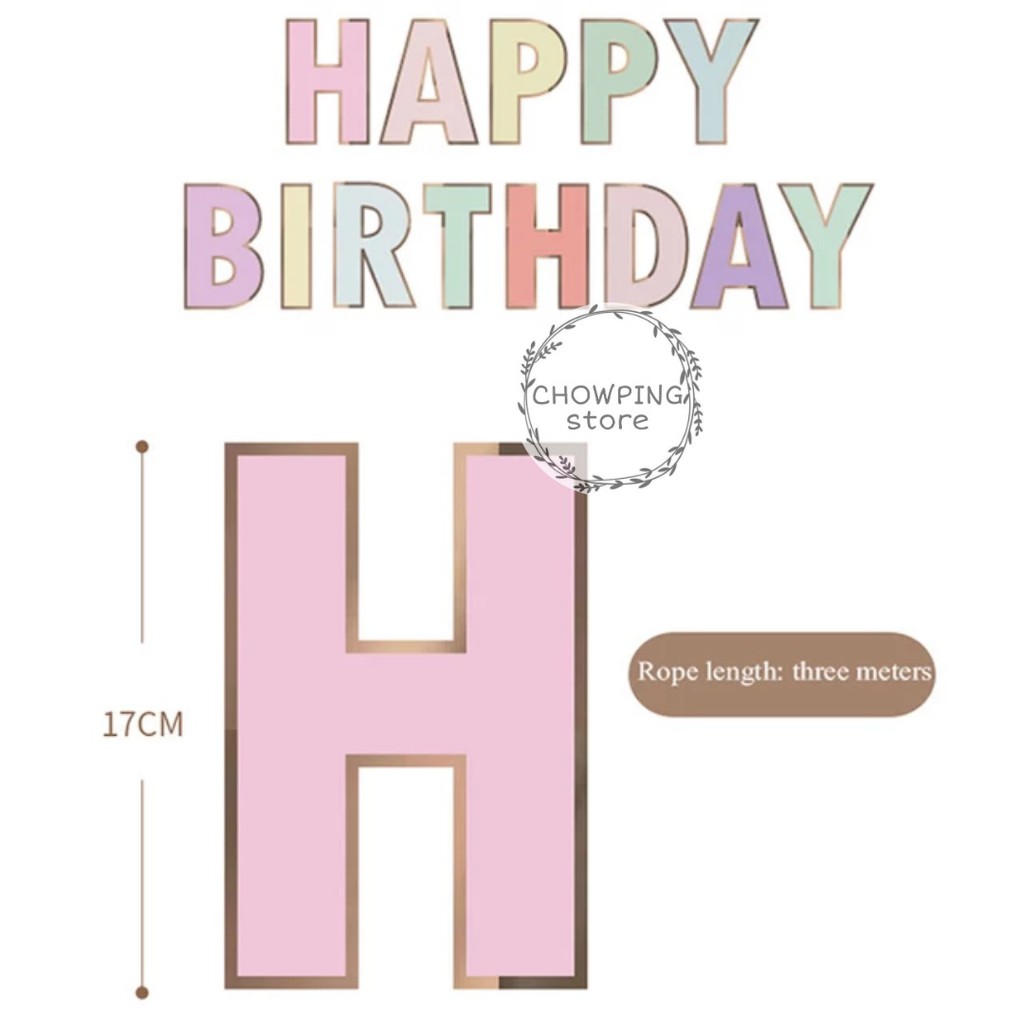 Banner Flag Happy Birthday Macaron Jumbo