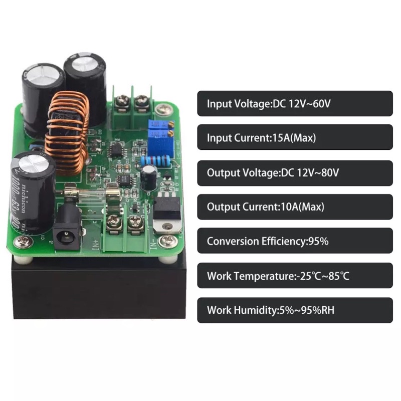 Step up 600W 10-60V untuk 12-80V Boost Converter Step-Up Modul Daya