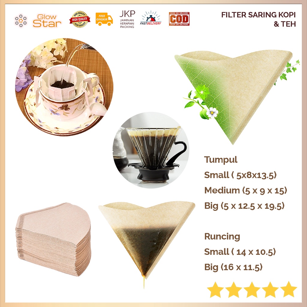 Miss Rose Filter Saringan saring Kertas Kopi Espresso Drip Coffee Tea Bag 100 PCS/50PCS V60 Drip Coffee Tea Infuser Penyaring Kopi Drip Cafe Paper Filter