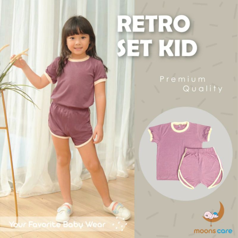 STELAN MOONS POLOS RETRO SET KID COTTON CABDY/Baju bayi polos, stelan polos retro unisex