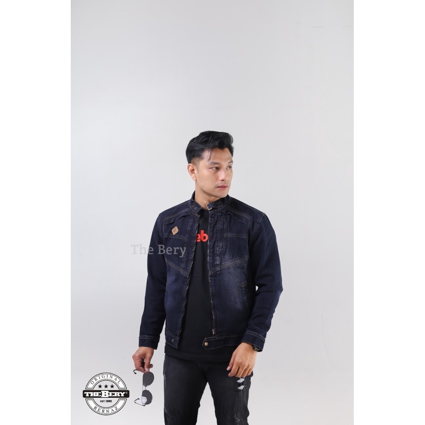 TURUN HARGA ! Jaket Jeans Pria Tb Kerah Logo KulitThe Berry - Jaket Denim Terlaris - Jaket Pria Terbaru - Jaket Jeans Casual