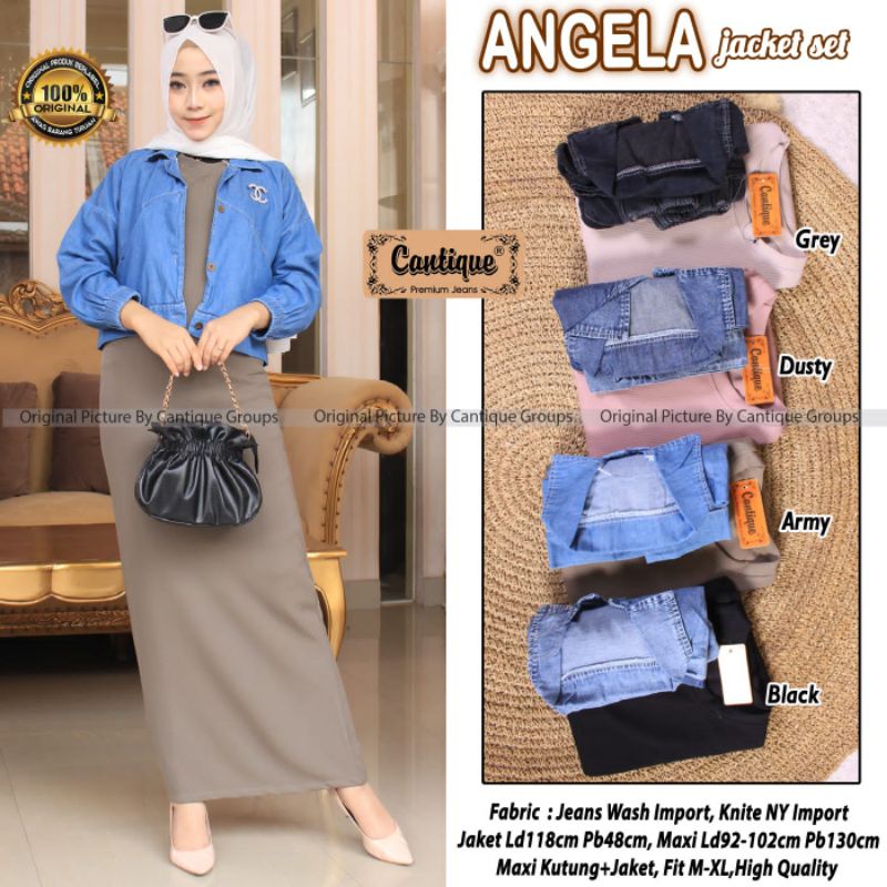 ANGELA JACKET SET BY CANTIQUE/JEANS WASH IMPORT KNITE NY IMPORT/LD 92-102 MAXY KUTUNG DAN JAKET