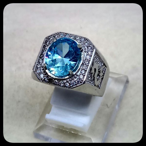 CINCIN BATU PERMATA BLUE TOPAZ SWISS FULL CUTTING SUPER MEWAH SIAP PAKAI !!!