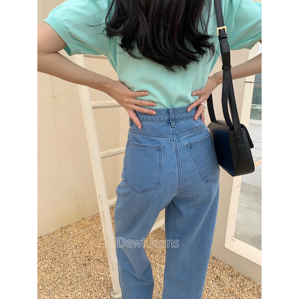 BISA COD J28 Celana Panjang HW Kulot Jeans Boyfriend Jeans Korea Jeans Lurus Celana  Mengepel celana Jeans Impor