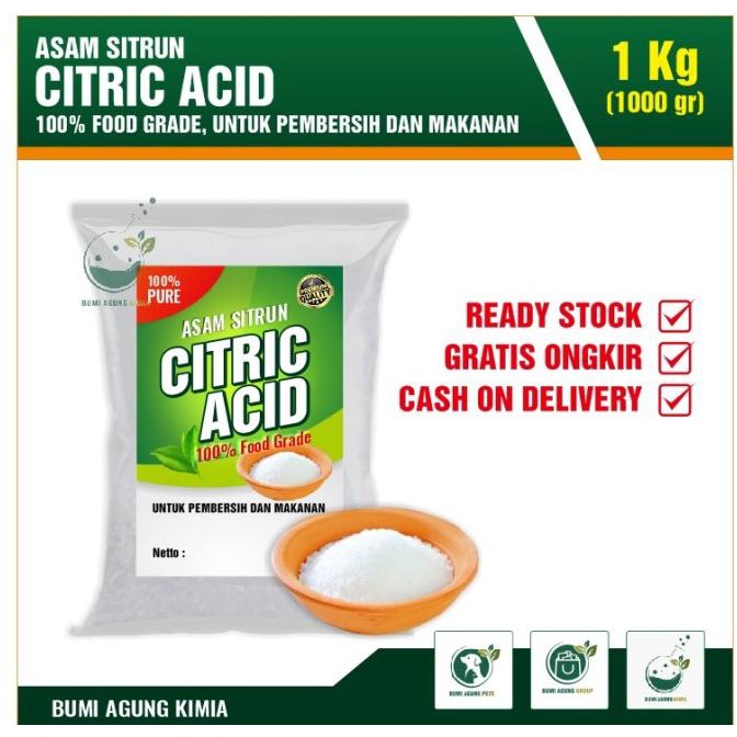 

CITRIC ACID / CITRUN SITRUN 1KG FOOD GRADE ASAM SITRAT 1 KG