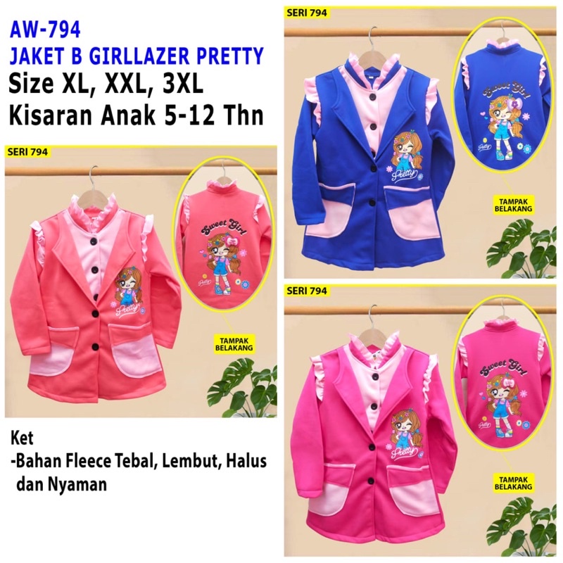 Blazer anak perempuan modis terbaru jaket blazer korea style gambar princess |Blazer 794