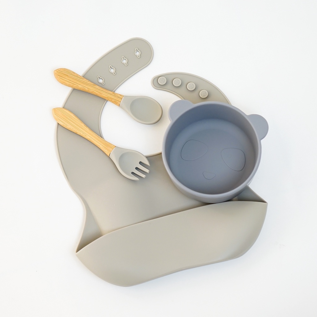 Auume - Alat Makan Bayi Silicone Suction Bowl and Cup with Straw - Spoon Set | Baby Gift Hampers