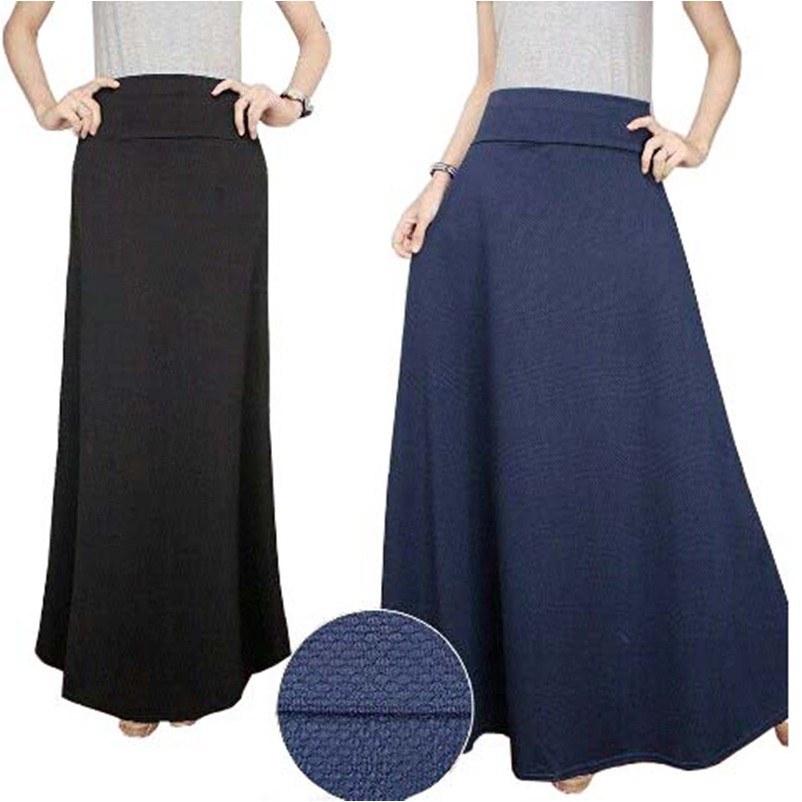 Rok Wafle Lebar Wanita Premium Navy