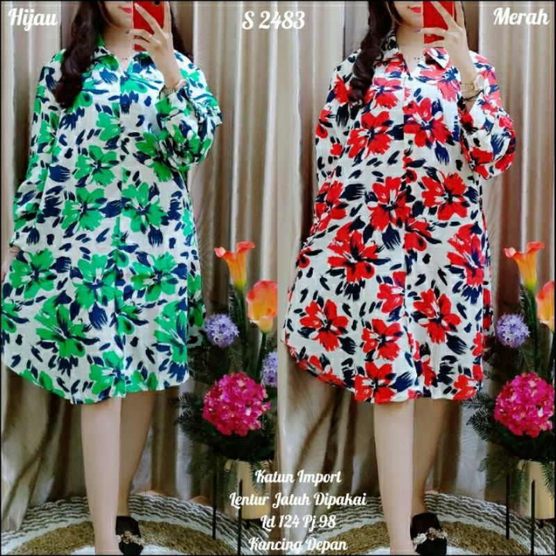 2483 #Tunik Jumbo Import Bunga