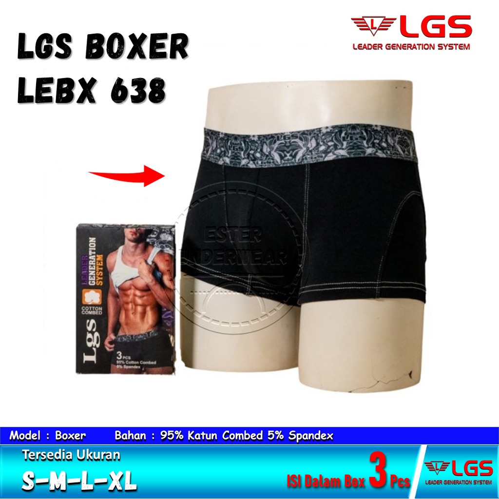 CELANA DALAM BOXER LGS 638 ISI 3PCS  |BOXER LGS KARET BATIK