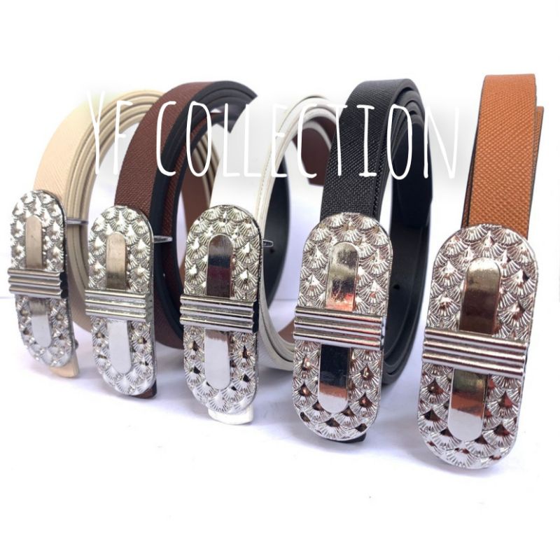 IKAT PINGGANG BELT DRESS WANITA KULIT PU PITA SILVER