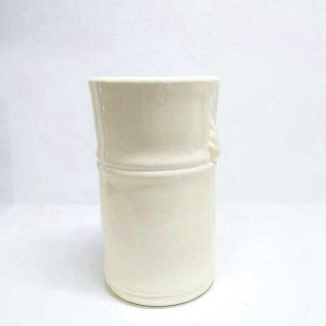 Vas/Pot Bunga Keramik Bambu Bulat (Vas Keramik Dekorasi)