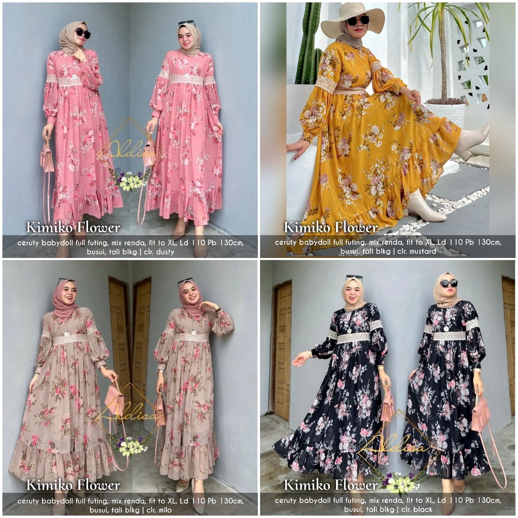 KIMIKO MIDI BURBERRY POLOS FLOWER ceruty by jasmine