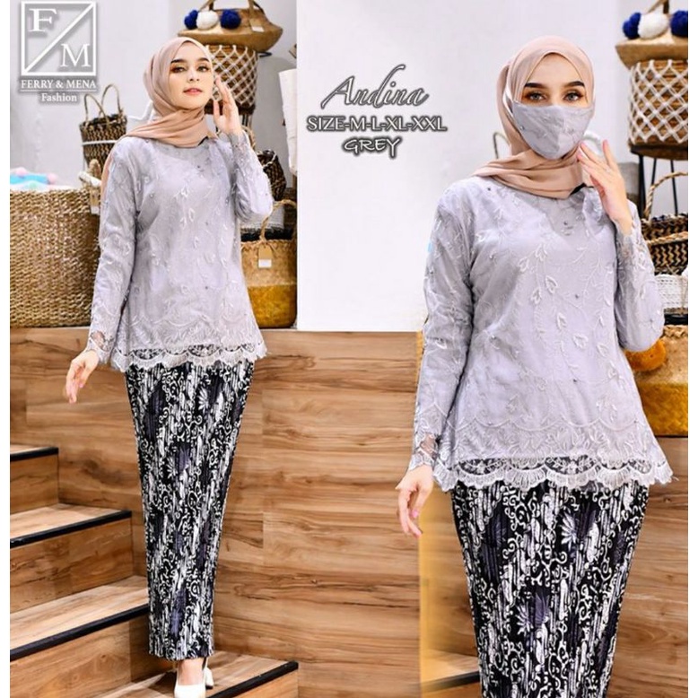 SET BLOUSE ANDINA / KEBAYA BRUKAT / KEBAYA MODERN / OUTFIT BAJU PESTA KEKINIAN / FM