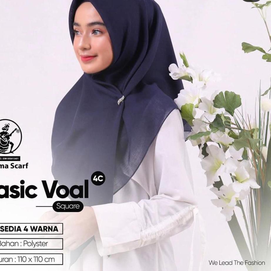 REAL PICK  505PRN BASIC VOAL UMAMA SCARF HIJAB SEGI EMPAT WARNA KHUSUS HITAM,PUTIH SEKOLAH,NAVY,C