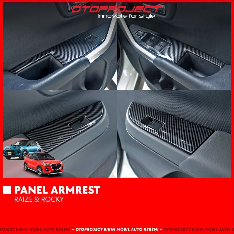 panel armrest panel power window Raize Rocky carbon hitam otoproject