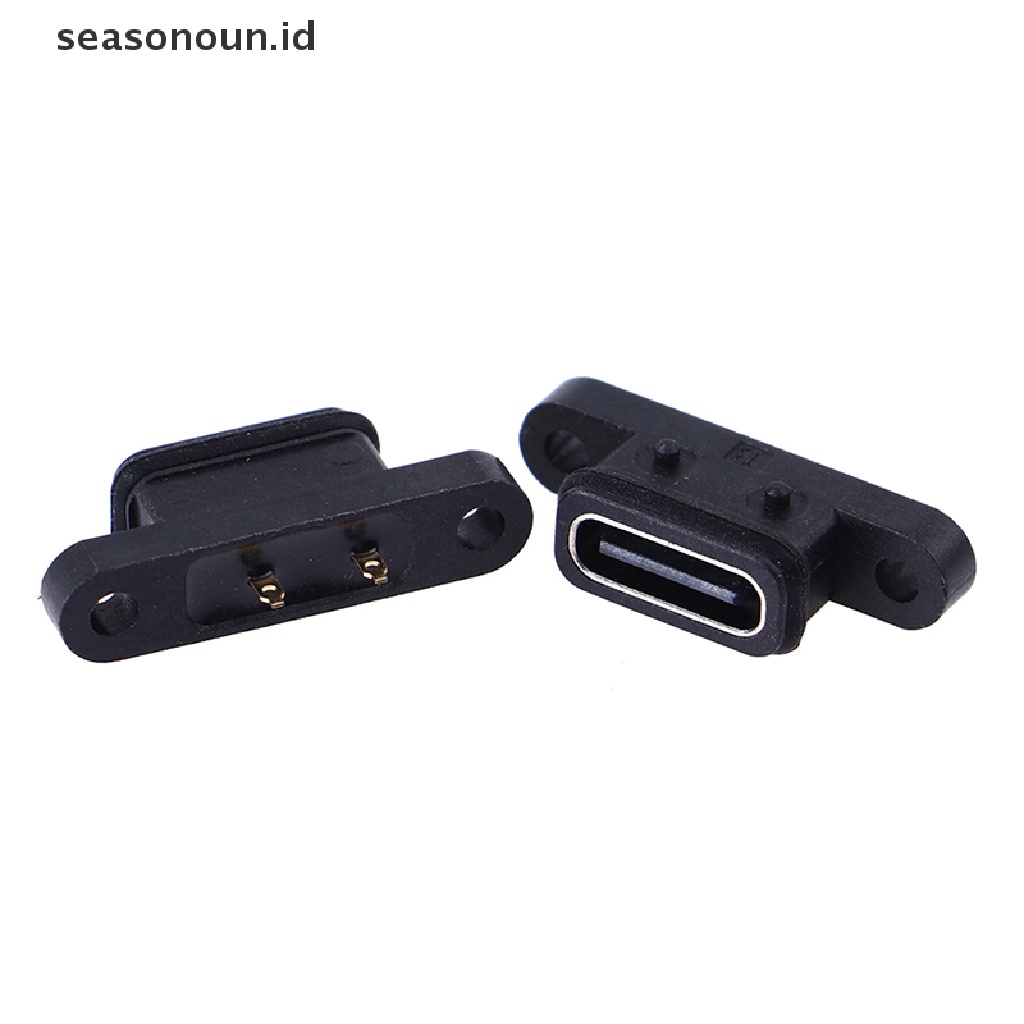 2 Pcs Soket Port USB C 2 Pin Female Tahan Air Dengan Lubang Sekrup