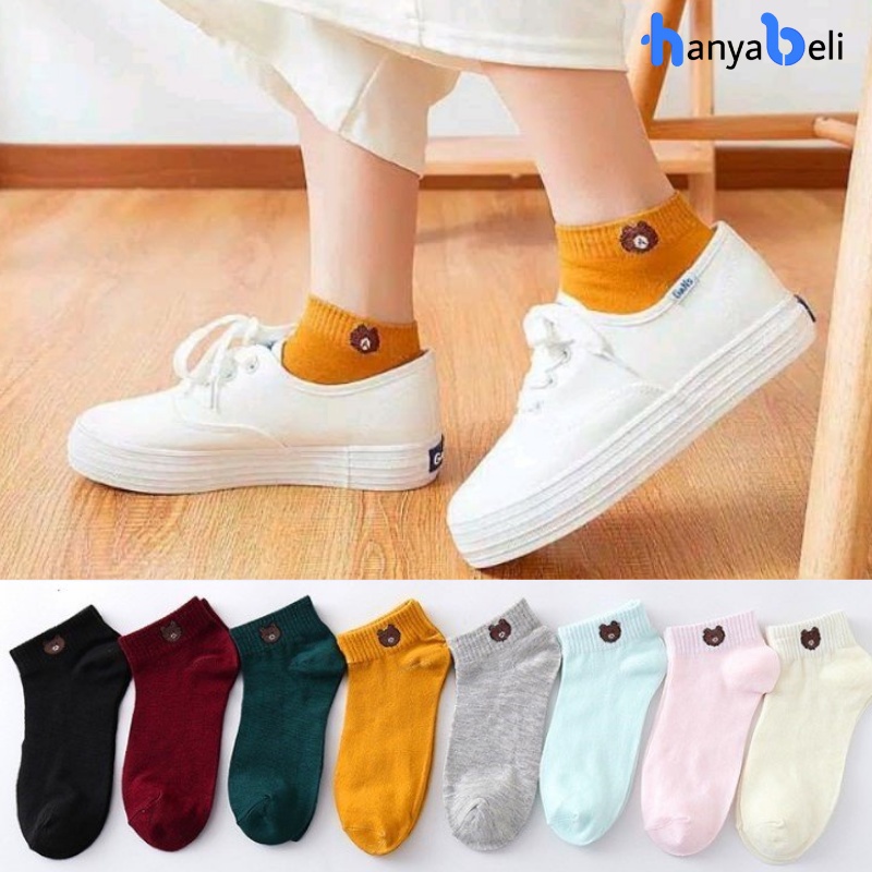 HanyaBeli Kaos Kaki Pendek Lucu Tebal Kaos Kaki Fashion Unisex Kaos Kaki Pria Wanita Motif Beruang