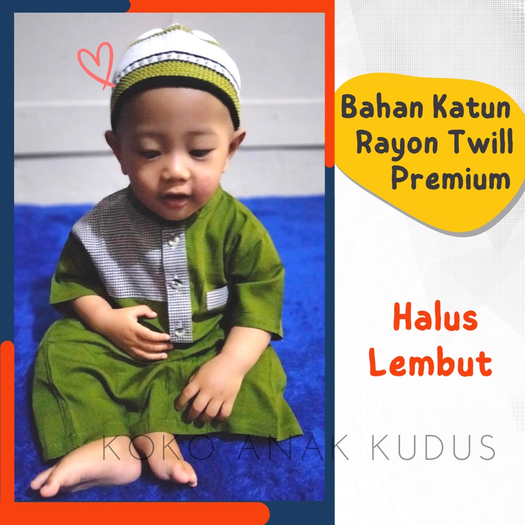 Jubah Bayi Laki-Laki Umur 2 - 4 Tahun Koko Kurta Gamis Anak Bayi Cowok Bahan Katun Rayon Twill Premi
