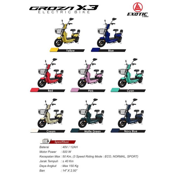 Sepeda motor listrik pacific exotic skeleton 5.0 astrio fastron cooltech 1.0 cooltech 2.0 cooltech SE veloce 1.0 veloce 2.0 groza X3 X4 E-Bike