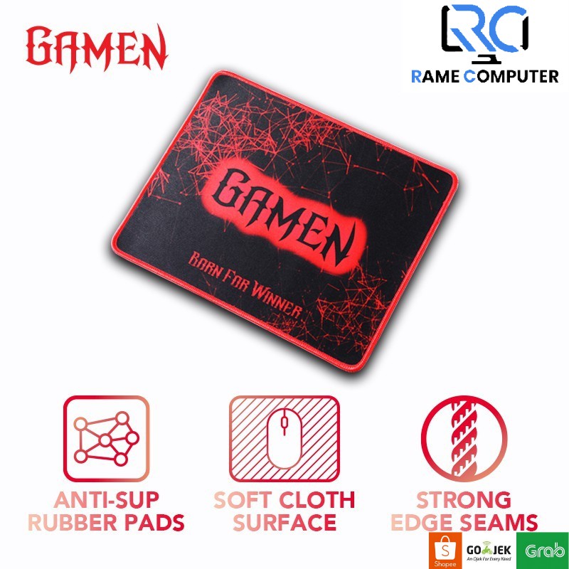 Mousepad Anti Slip Gamen GP-L Gaming Polos Hitam Rubber - Original