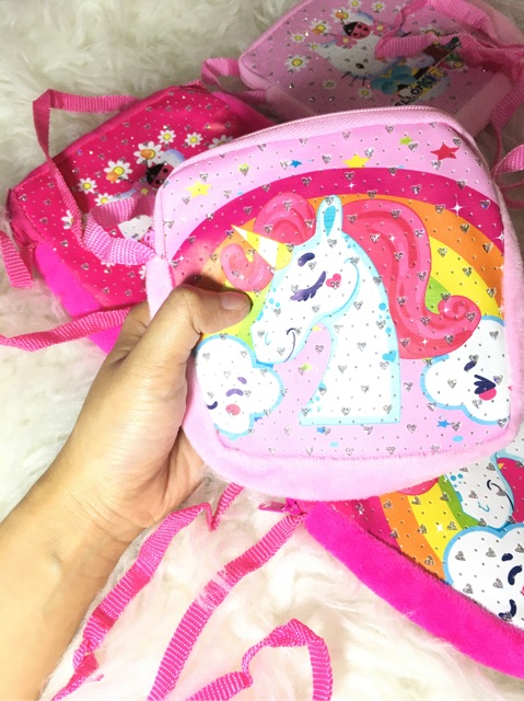 TB03 Tas Bulu Selempang Hellokitty/Unicorn 12x12x2cm