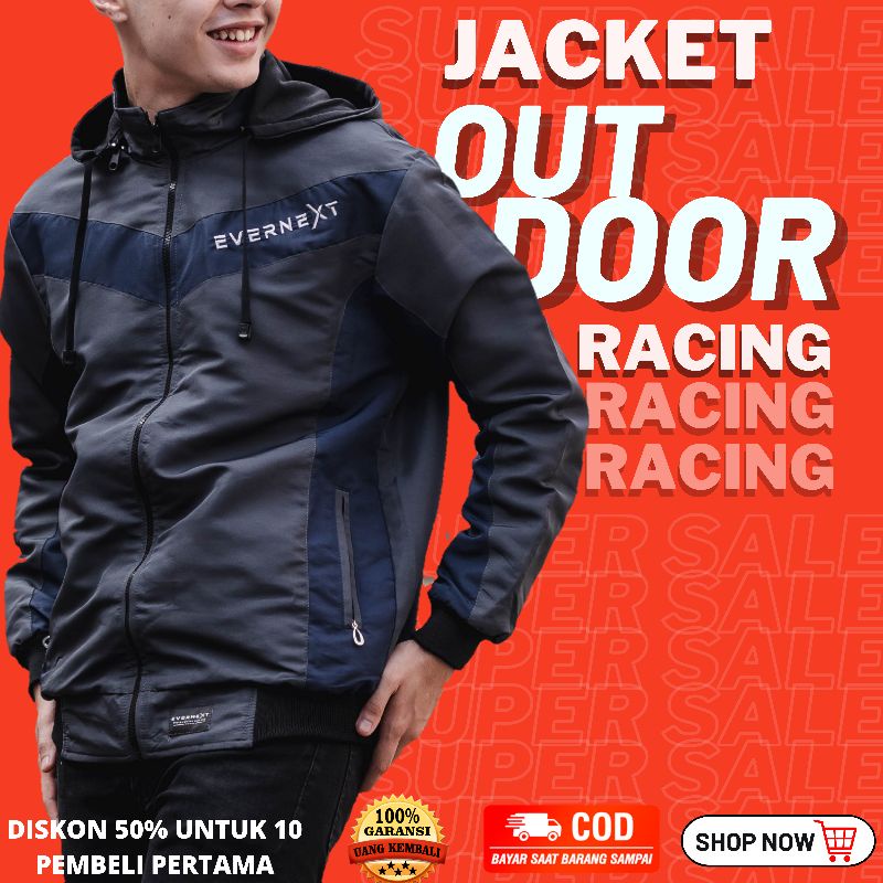Jaket Parasut Pria RACING jaket Bomber Anti Air Jaket Cowok Distor Premium
