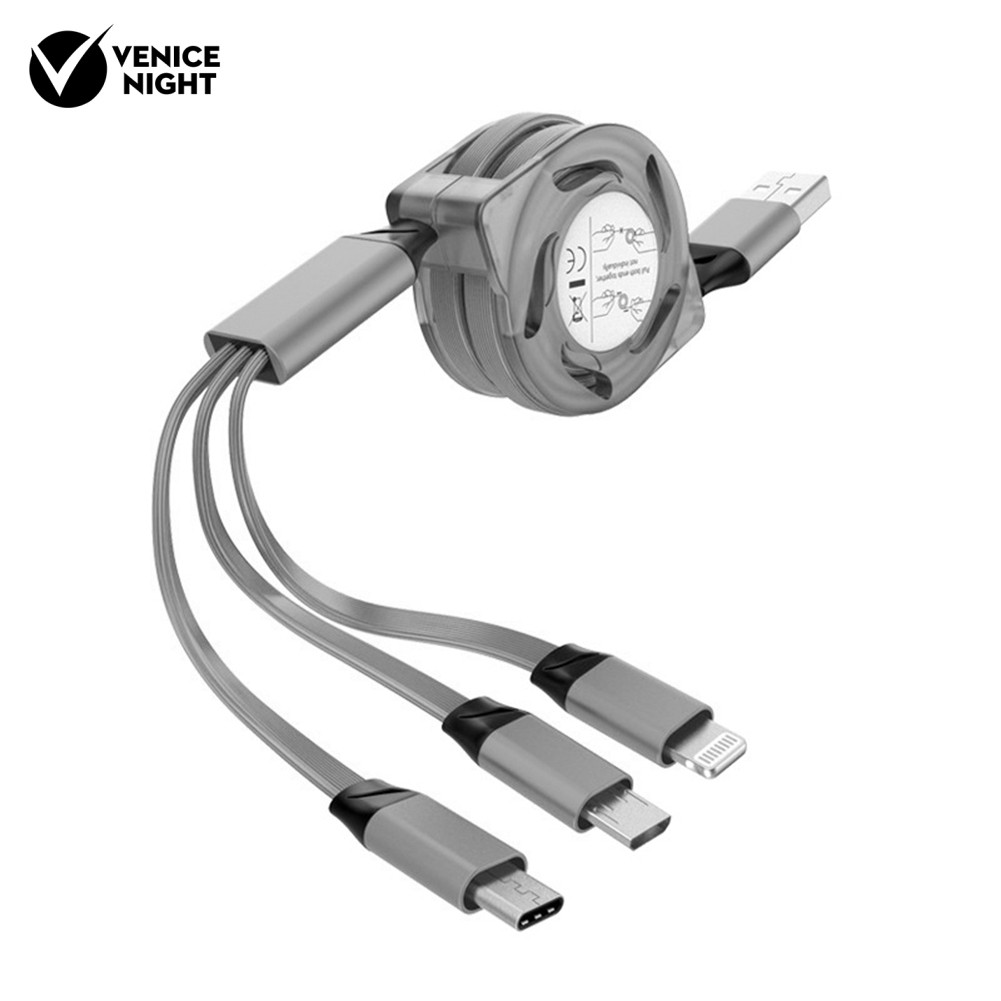 3/1 Kabel Data/Charger Micro Usb Tipe C Model Kepang Teleskopik Untuk Iphone/Android