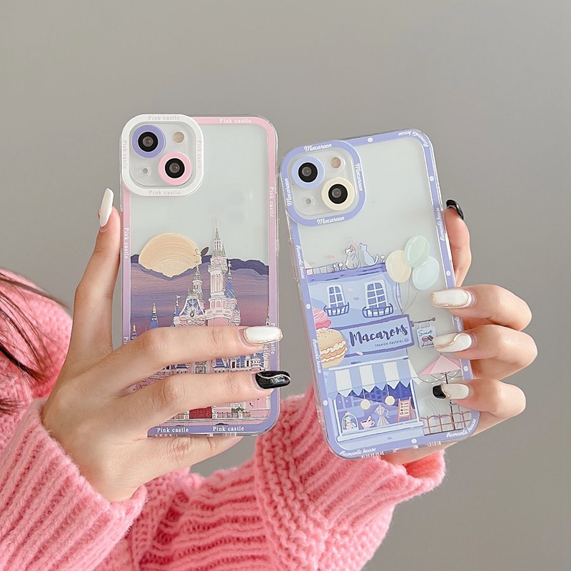 Casing Lembut Balon Kastil hp iPhone 6 6S 7 8 Plus X XR XS Max 11 12 13 Pro Max SE 2020 VIVO Y11 Y12i Y15 Y17 Y20S Y12S Y20i Y50 Y30i Y9 Y21S Y21A Y21T Y21T Y33S Y15S Y93 Y91C Y95 V9 Y15S Case