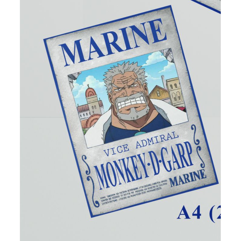 Monkey D Garp Poster Marine One Piece-A4 (21 x 29,7 cm)