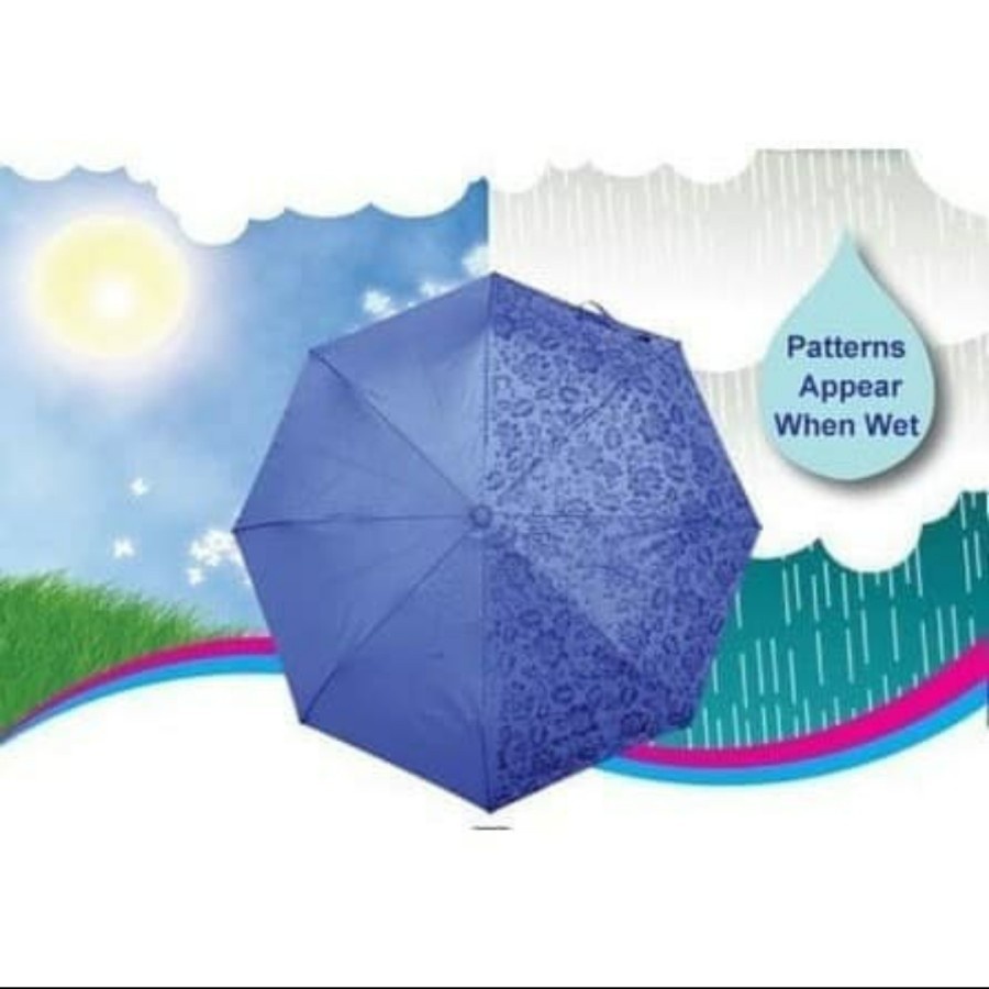 Payung Kecil Lipat 3D Magic Umbrella Payung Ajaib Berubah Warna Motif