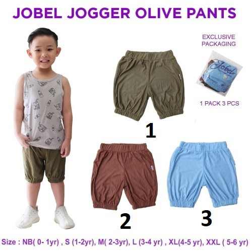 Celana Jogger Bayi Anak Laki Laki 0-6 Tahun Jobel Jogger Olive Pants 1pcs