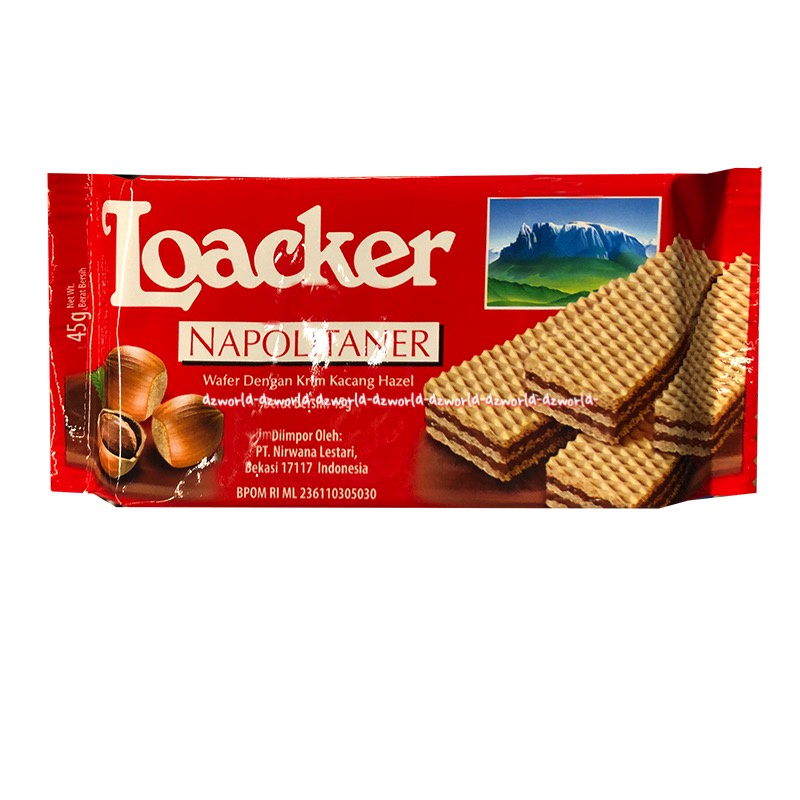 Loacker 45gr Fondente Napol taner Taner Cocoa Milk Vanille Wafer Loaker Loker Waffer Import waffer